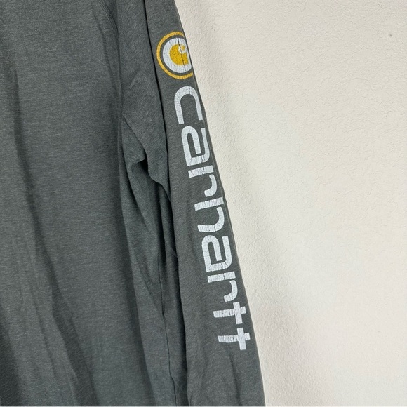 Carhartt Men’s Gray Relaxed Fit Long Sleeve Crew Neck Tee Shirt Size Large - Picture 2 of 5